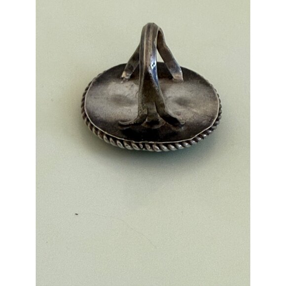 Vintage 70's Large Navajo Green Turquoise Ring Size 5.5 - Picture 5 of 12